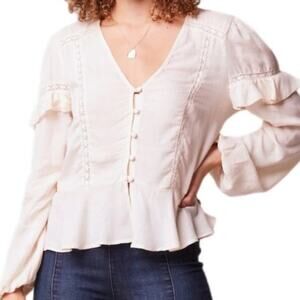 Women's BOG Collective Sandy Cream Ruffle LS Top